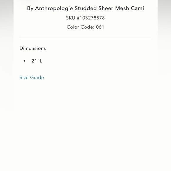 Anthropologie Studded Sheer Mesh Cami - Size M/L - Picture 6 of 9